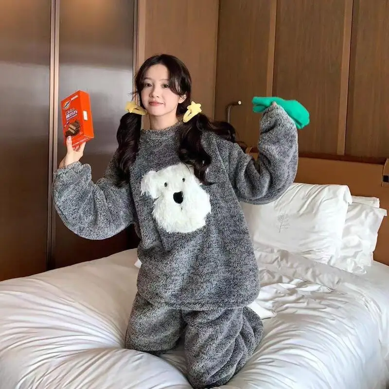 

Women's Clothing Pajamas Winter Thicken Keep Warm Suit At Home Outdoors Comfortable Sleep Ventilate Kawaii Exquisite Fashion