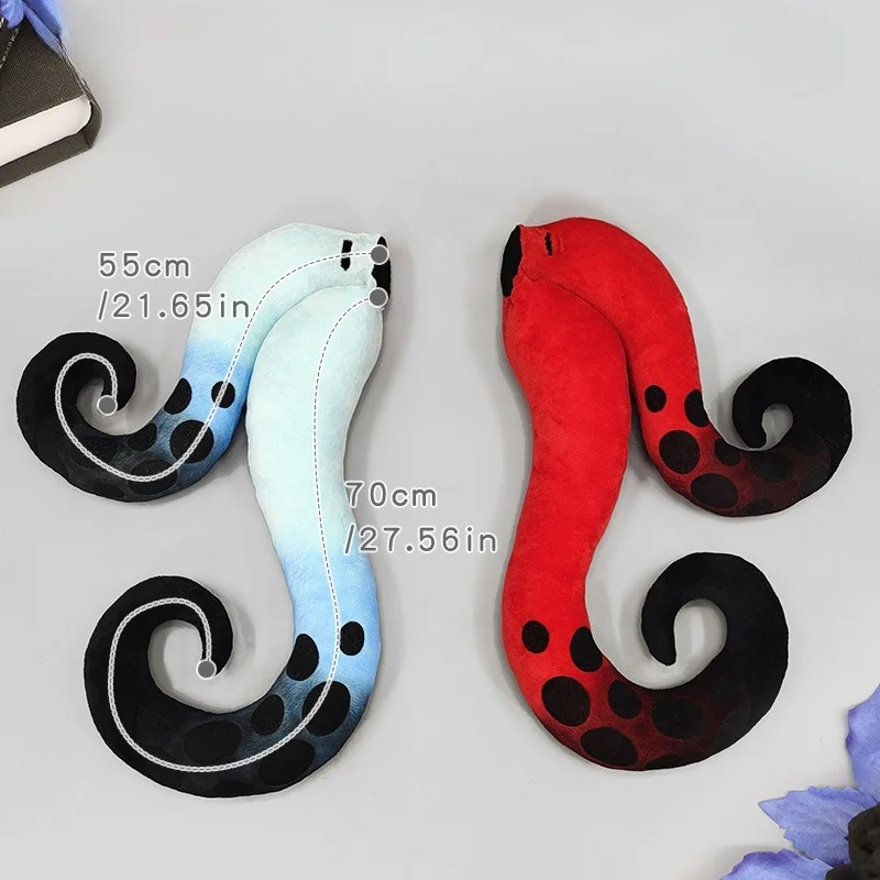 Gothic Sea Monster Octopus Tentacle Tail And Horn Headband Cosplay Accessories Red Blue Plush Lolita Decor For Halloween Party