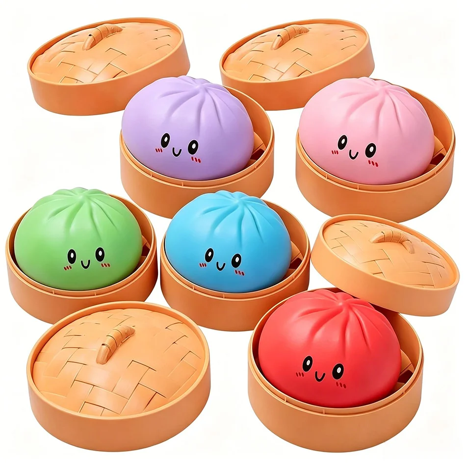 1Pcs Dumpling Stress Balls Fidget Sensory Toy Simulation Food with Little Steamer Squeeze Dough Ball Stress Relief Hand Toy 2026
