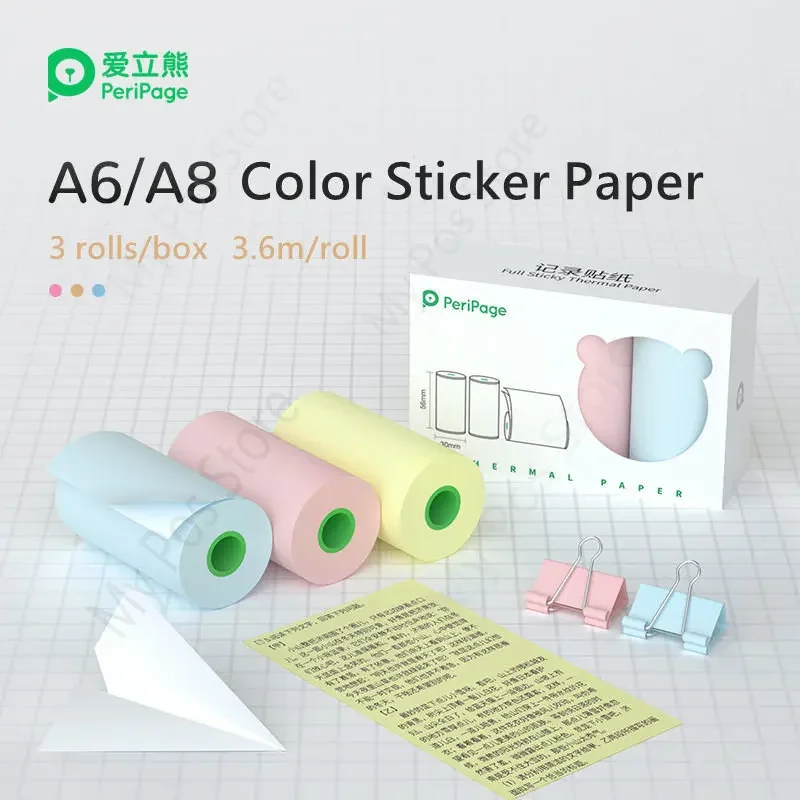 Peripage A6 Self-Adhesive Thermal Paper Sticker color Label Paper transparent Photo Paper Print for Poooli Papeang Photo Printer