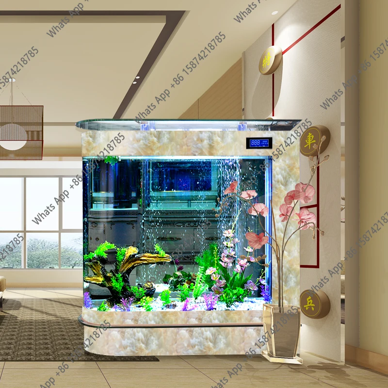 

O Bullet Fish Tank Aquarium Large Goldfish Tank 1.2 Meters 1.5 Meters Partition Ecological Glass Fish Tank Bar Customization