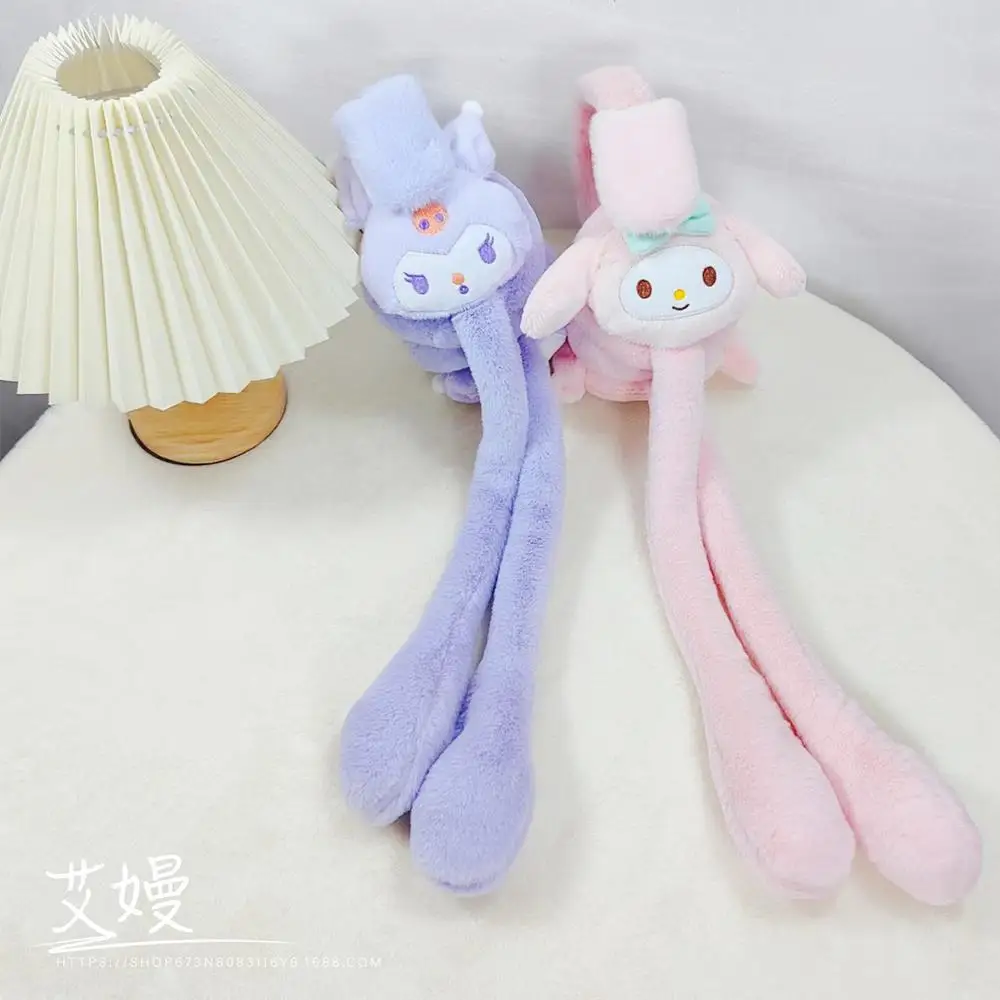 Sanrios Kawaii Cinnamoroll плюшевые наушники с ушками аниме Kuromi Melody зимние утолщенные теплые мягкие милые девушки студенческий праздничный подарок