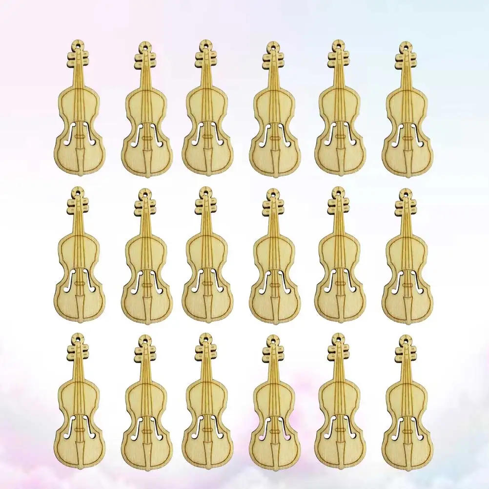 

50pcs Wooden Guitar Hanging Pendant Diy Accessories Decorative For Wedding Party Home Photography Natural Lifelike Odor Free