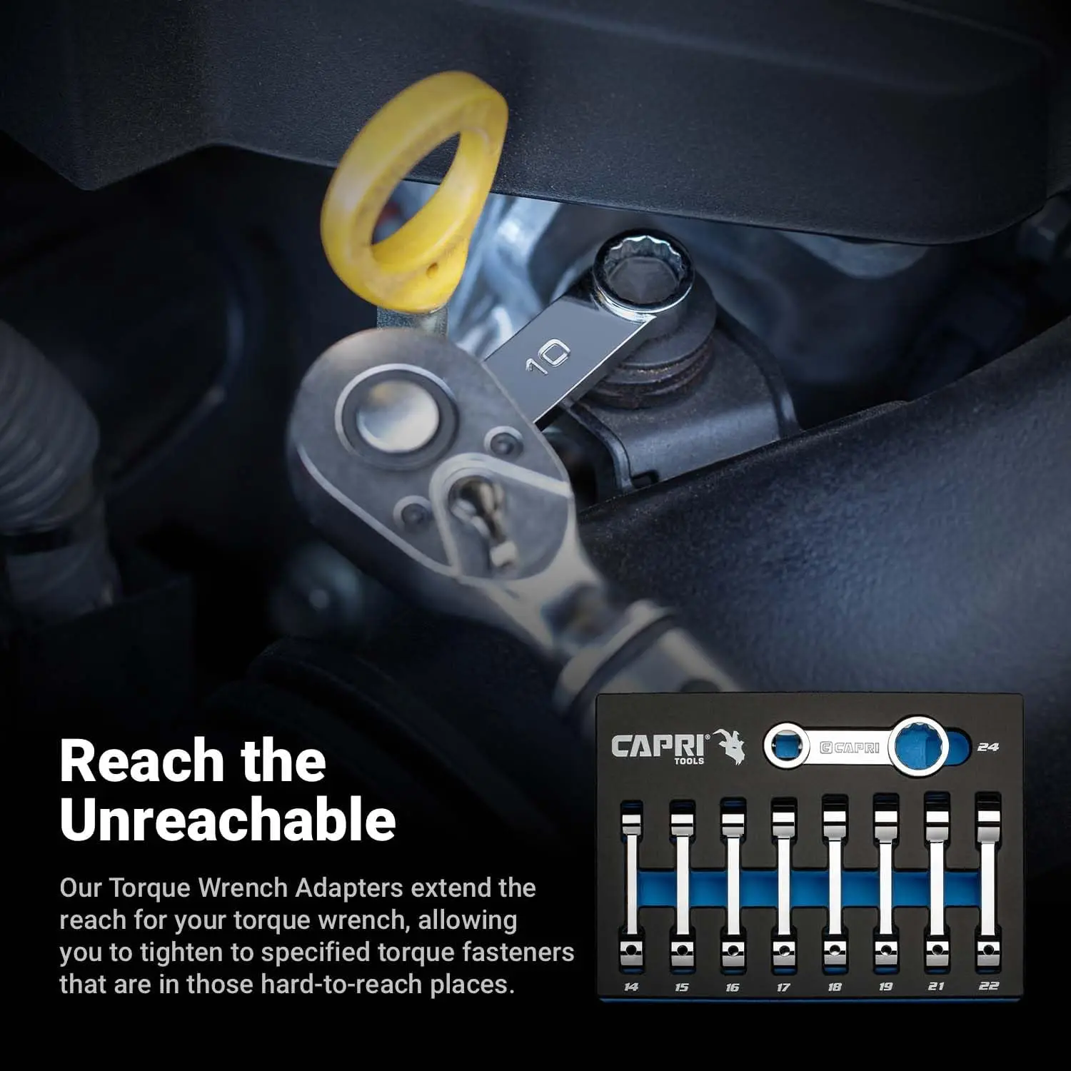 1/2 นิ้ว ชุดอะแดปเตอร์ขับแรงบิด, หัวบล็อก 12 เหลี่ยม, 14 ถึง 24 มม., ระบบเมตริก, 9 ชิ้น พร้อมถาดช่าง-ขายดี