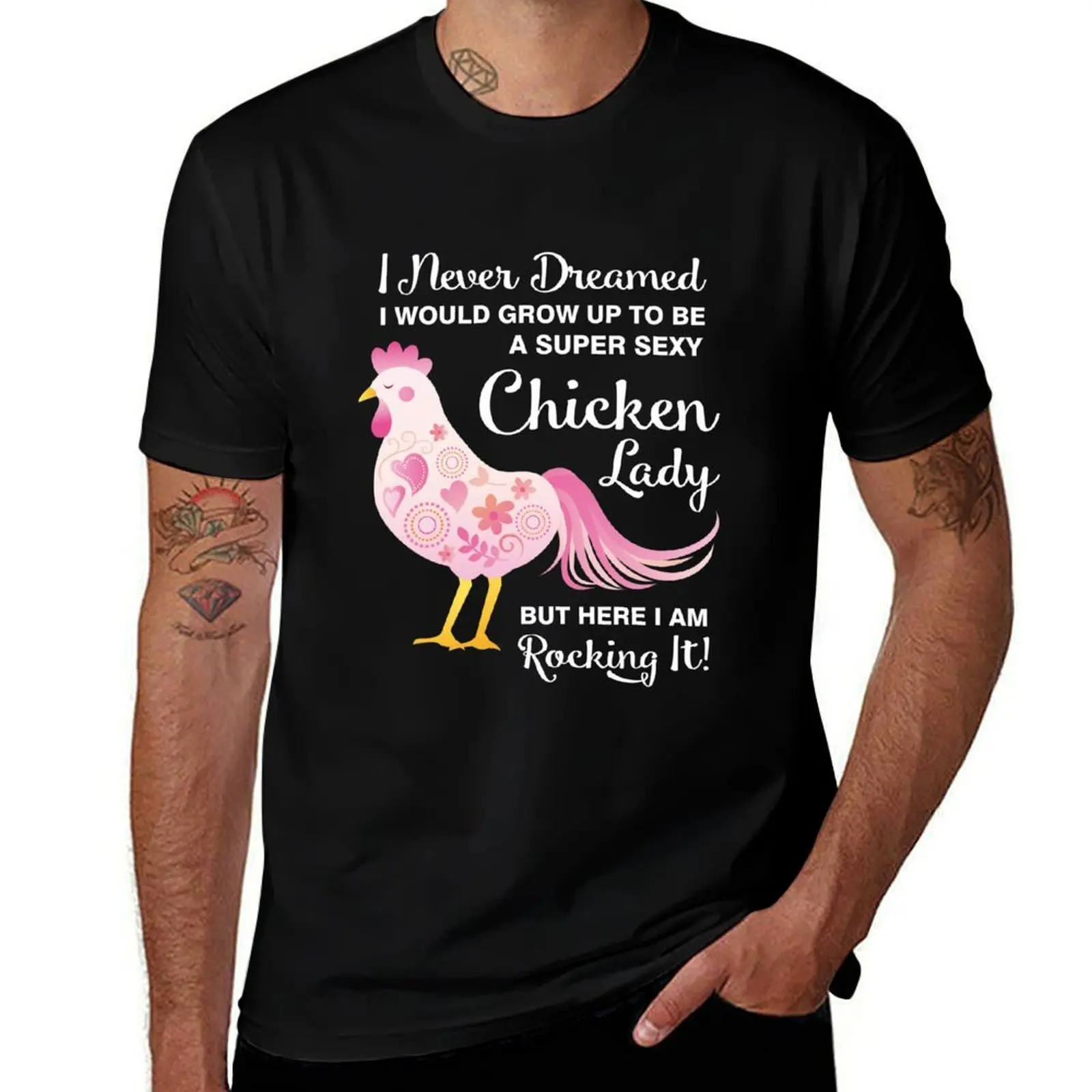 

Funny Super Sexy Chicken Lady Heart Flower Art Gift T-Shirt cotton t shirt pack t shirt man casual T-Shirt