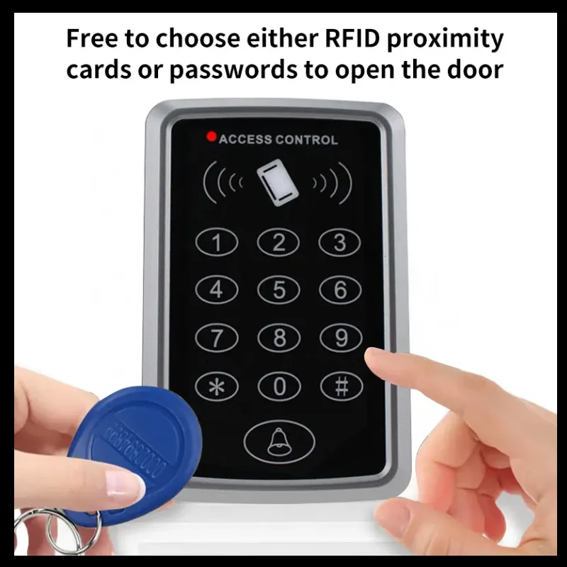 180kg 350LBS Electric Magnetic Lock Power Supply 10 Key Fobs EXIT Button RFID Card Door Access Control System Kit