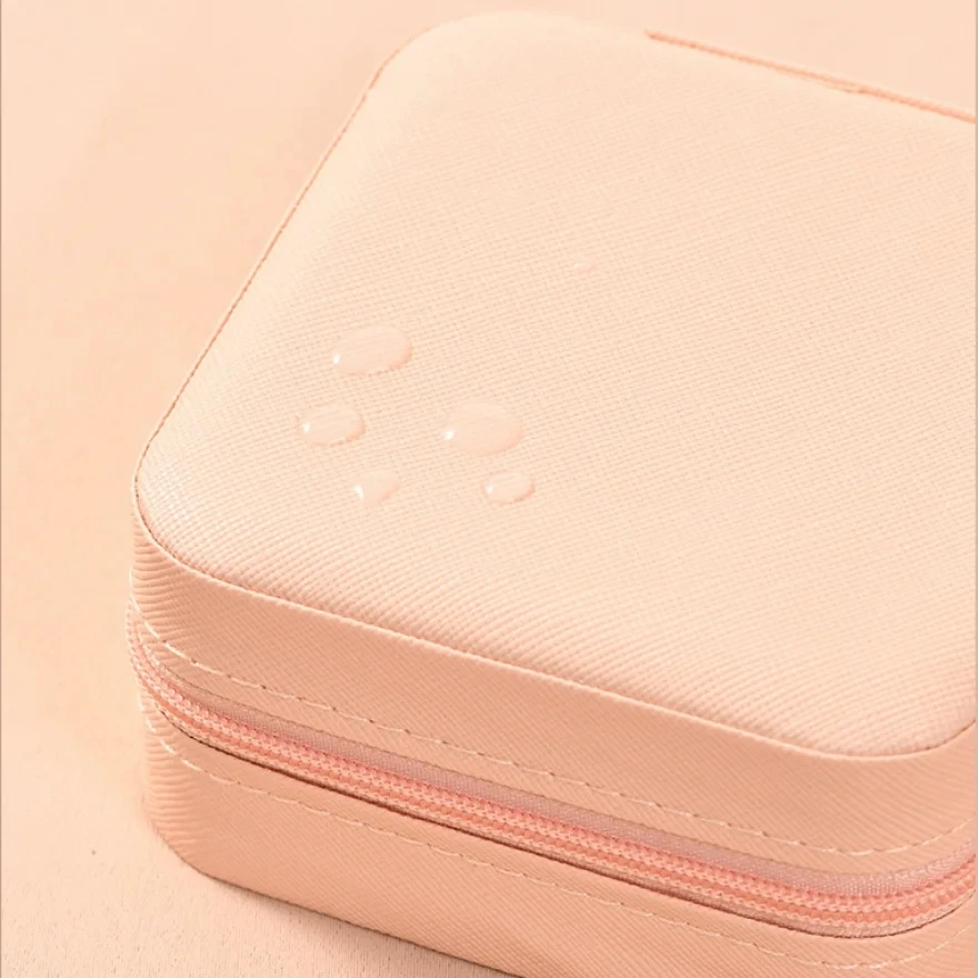 Portable Jewelry Storage Box Zipper Velvet PU Multi-layer Earrings Necklace Storage Box Rings Other Jewelry Solid Color