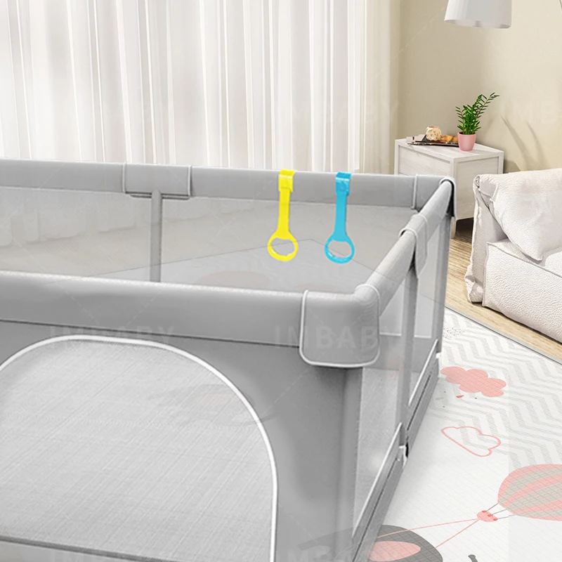 IMBABY-parque infantil para bebés, 150x180cm, corralito gris, caja de valla con ángulo protector, corralito de juego para actividades infantiles