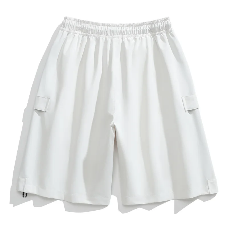 Casual Cargo Shorts Men's Summer Elastic Drawstring Straight Beach Pants Large Knee-Long Quick-Dry Breathable Sports Shorts