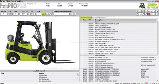 

CLARK Вилочный подъемник PartsPro Plus v4.44 [03.2017] Многоязычный + руководство по ремонту обслуживания + Активатор