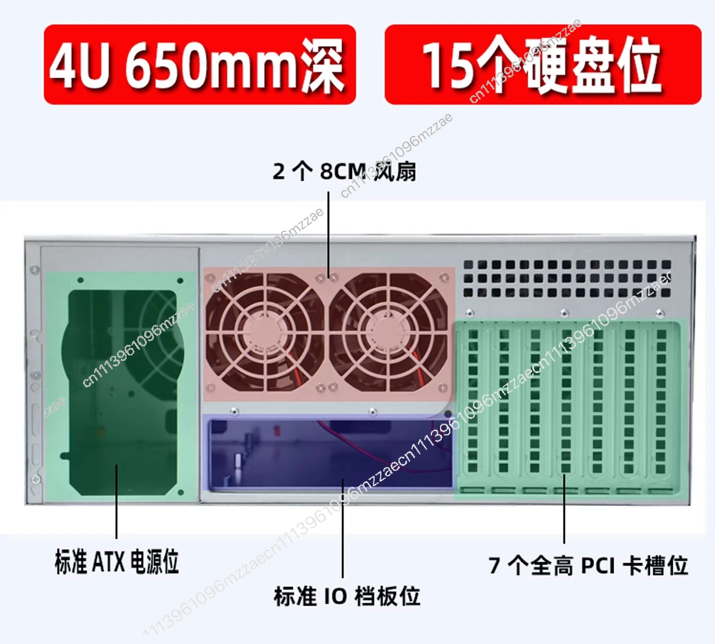

4U650 Storage Server Chassis 15 Hard Drive Bays for EATX Motherboard Industrial Control Rackmount Case