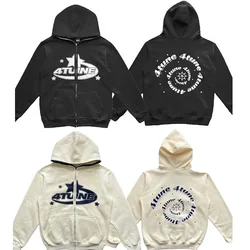 Yeni Giysiler Yıldız Mektup Baskı Retro Büyük Boy Hoodie Kadın Y2K Sokak Hip-Hop Renk Harajuku Rahat Fermuar Kadın Kazak