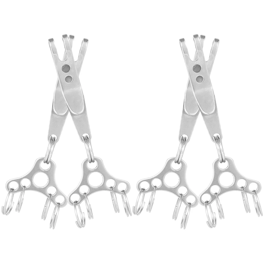 

4 Pcs Straw Hat Key Ring Versatile Clips Carabiner Keychain Stainless Steel Portable Climbing Outdoor Gear Pocket Buckle