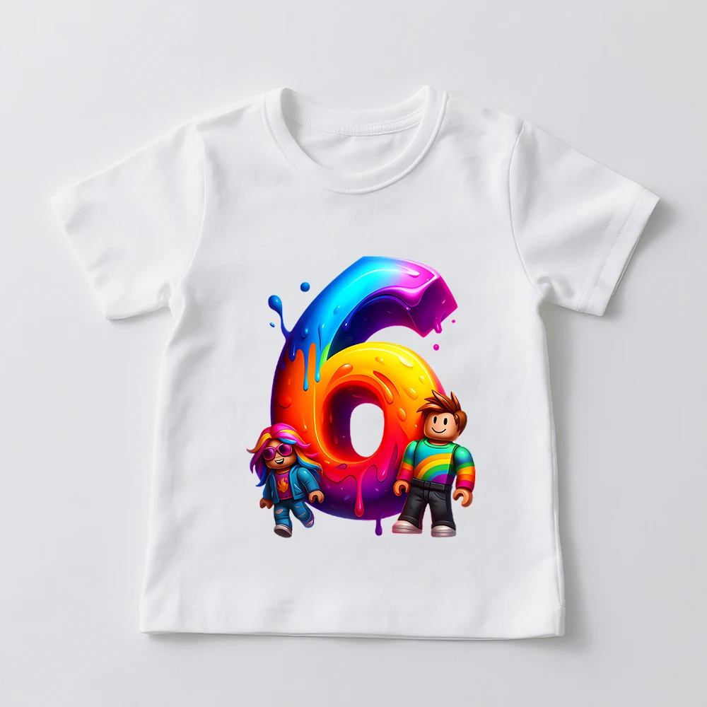 

Roblox Themed Birthday Tshirt For 1 to 9 Years Kids Boys And Girls Unisex Cotton Short Sleeve Tee Top Party Gifts