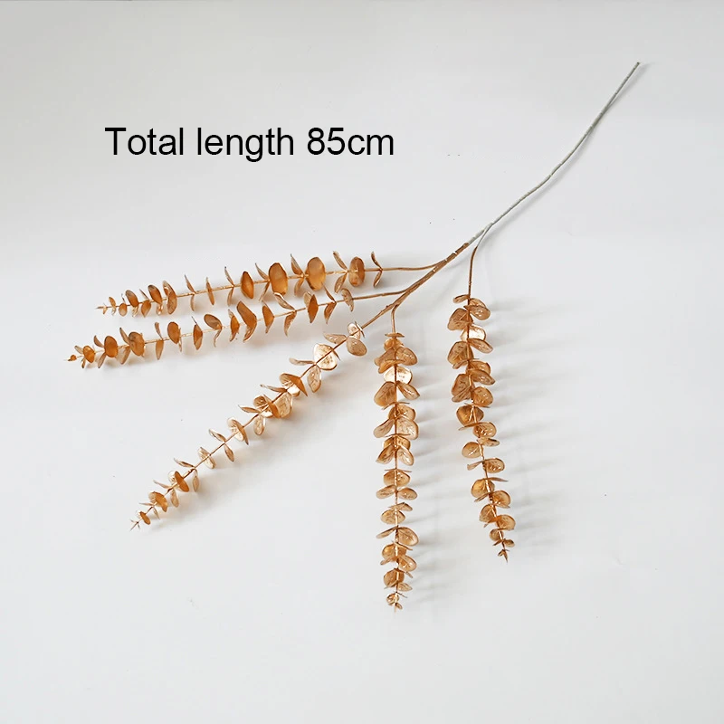Golden Imitation Flowers False Flower Bouquet Eucalyptus Ginkgo Leaf Loose Tail Anemone Reed Phalaenopsis Bamboo Leaf Wholesale view 4