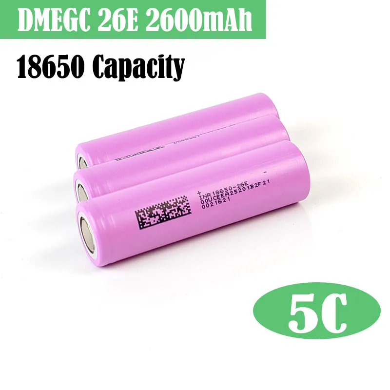 

10-100pcs High capacity DMEGC INR18650-26E 2600mAh 5C Battery Rechargable Lithium ion Battery For Battery Pack