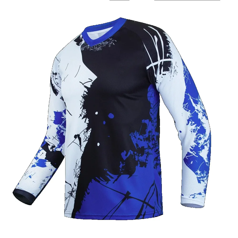 Harajuku Ink Splatter 3D Print Breatha Quick-dry Men's V-neck Long-sleeve T-shirt Outdoor Sports Fashion Parent-Child Clothing