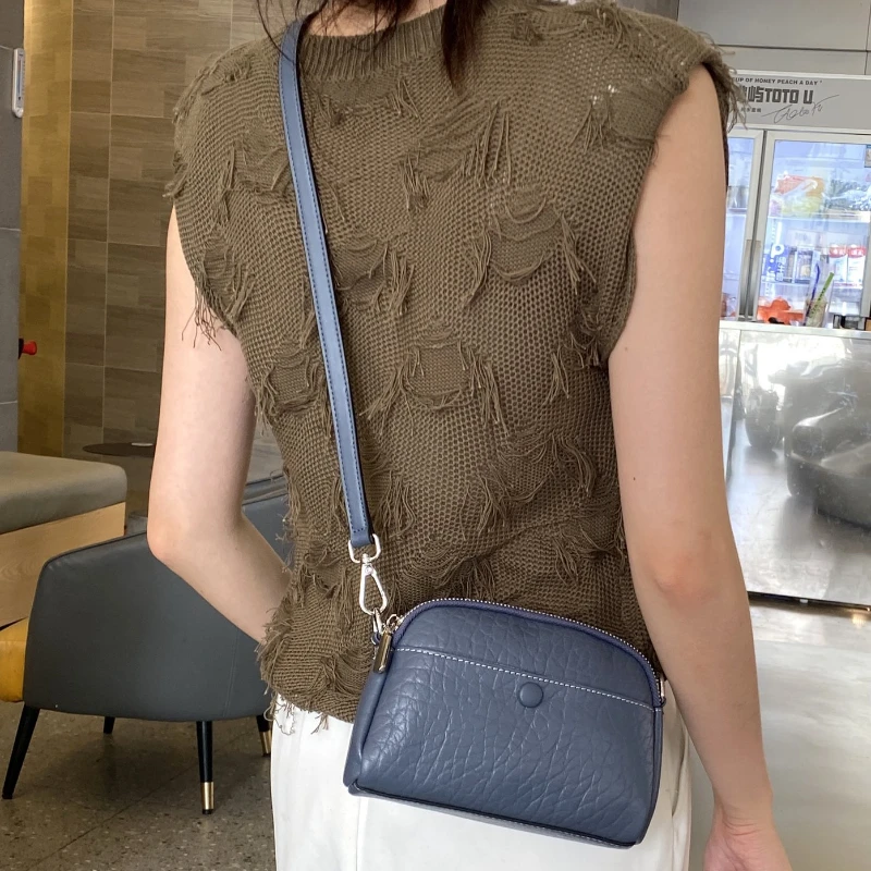 

High Quality Genuine Leather Stone Pattern Versatile Women's Phone Bag Small Shoulder Handbag Ladies Minimalist Messenger Purse