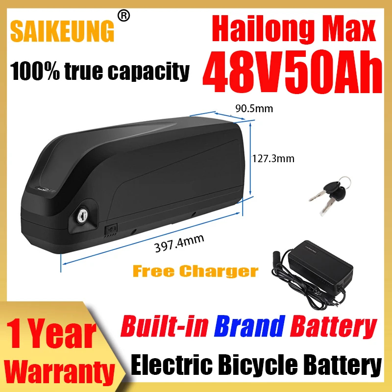 Hailong max G80 electric bike battery 48V 13 28 50Ah 20Ah 24 30Ah 40 60Ah battery suitable for 250-3000W motor with 5A charger