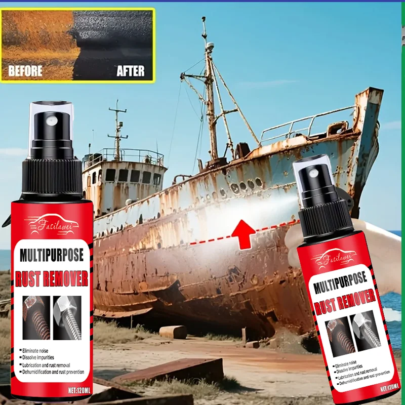 New Arrival 120ml High-Power Marine Rust Remover - Targets Rust on Ships & Boat Railings, 3-in-1 Action: Rust Removal, Cleaning