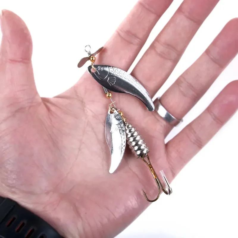 

Spinner Bait 10cm 14.6g Spoon Lures Pike Metal with Treble Hooks Arttificial Bass Bait Fishing Lure