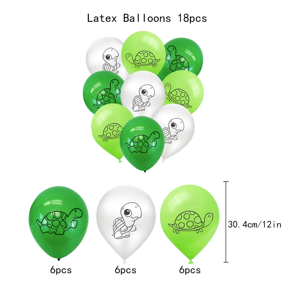 Cute Turtle Party Balloon Set for Kids, Happy Birthday, Green Tortoises, Party Supplies, 12\