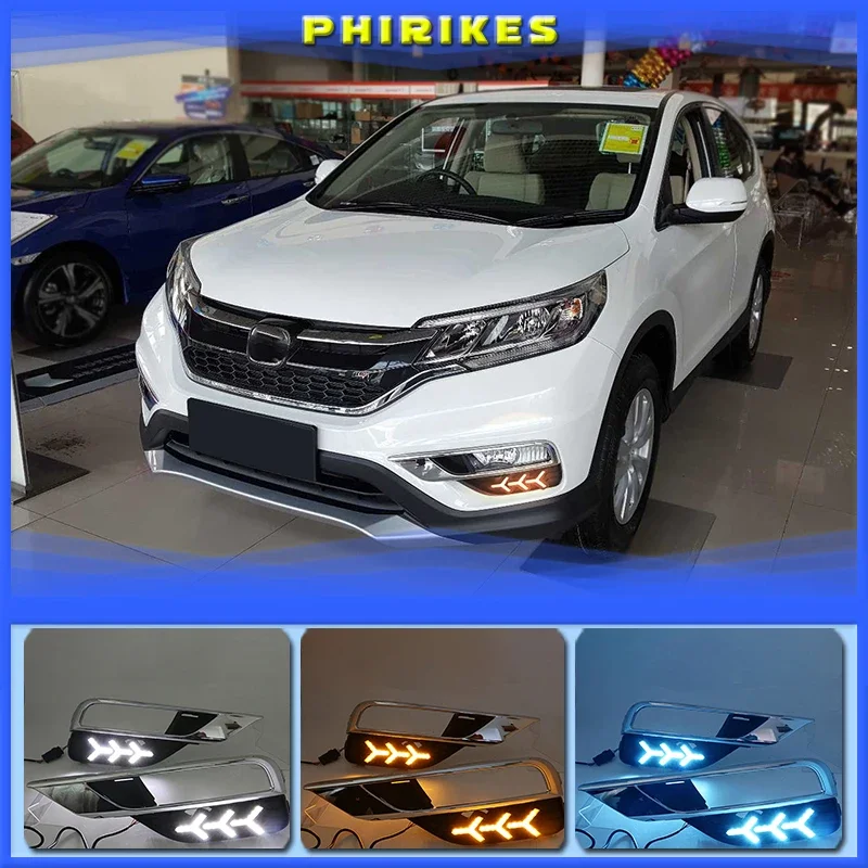 For Honda CRV CR-V 2015 2016 2pcs DRL Daytime Running Light DRL with Turn signal fog lamp Relay Daylight car style