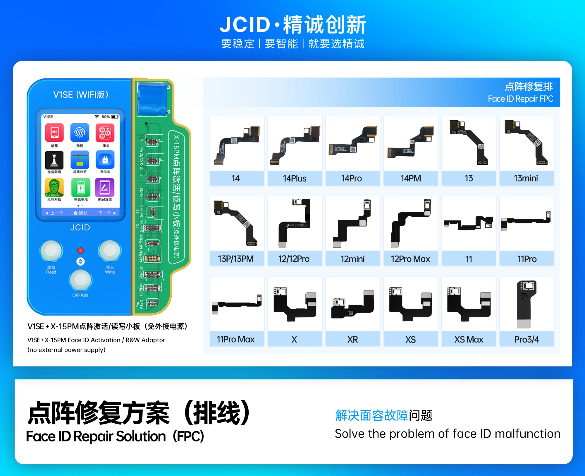 JC Dot Matrix Cable For iPhone Face ID Fix X/11/11P/11PM/12/12P/12PM /13/13Mini/14/14PROMAX Dot Matrix Face ID Repair Flex Cable