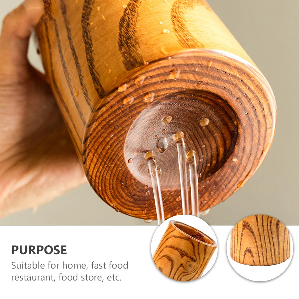 

1pc Wooden Chopsticks Holder Kitchen Crock Utensil Storage Countertop Organizer Drain Design Wood Cutlery Container Flatware