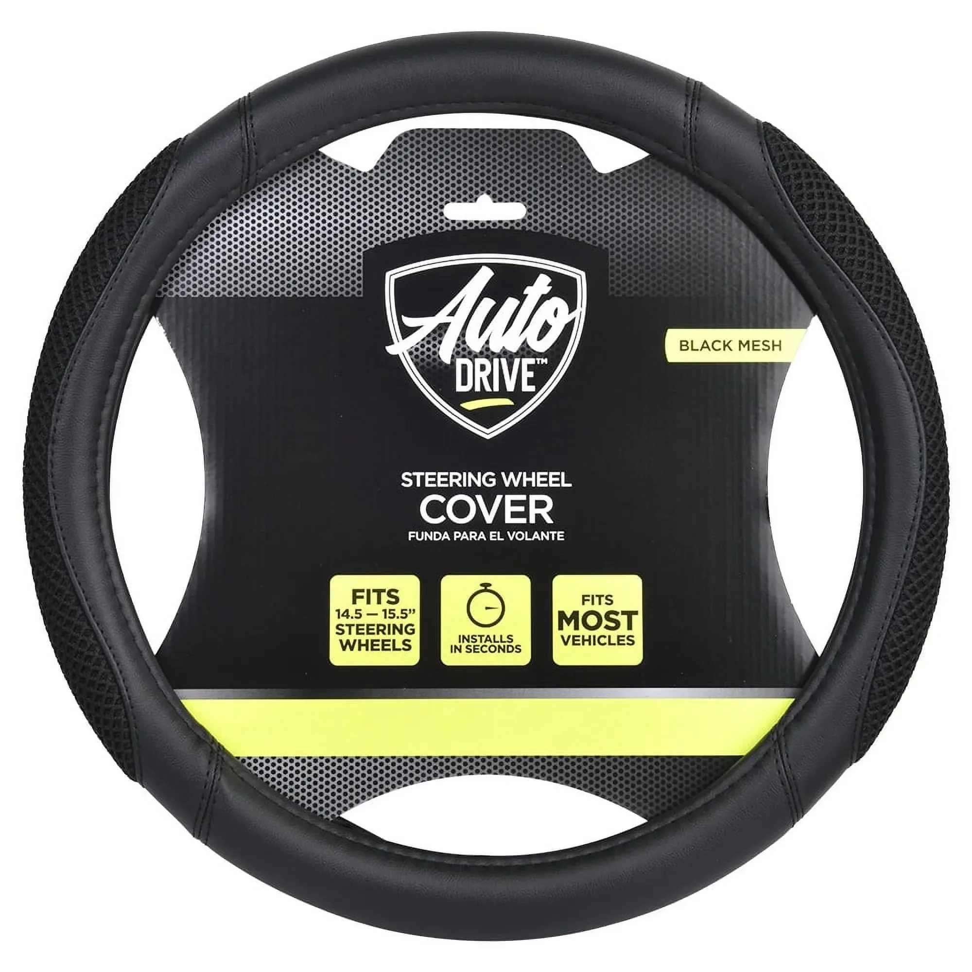 شبكة Auto Drive سوداء ثلاثية الأبعاد، غطاء عجلة القيادة مناسب عالميًا، غطاء عجلة قيادة السيارة من جلد البولي يوريثان، غطاء عجلة القيادة