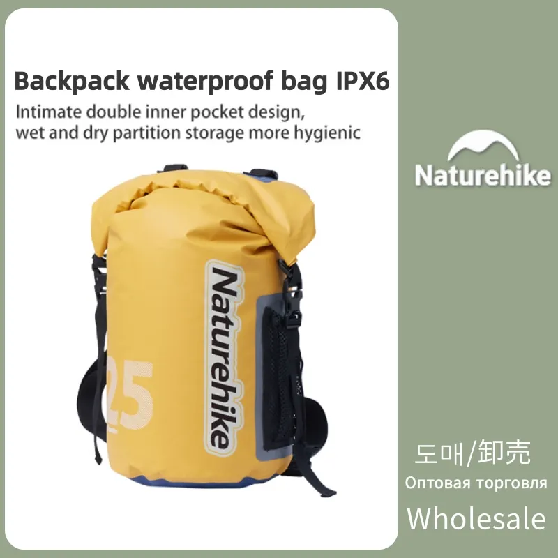 Naturehike 10L-25L Waterproof Backpack Camping Wet & Dry Backpack Outdoor Swimming Sports Travel Bag Beach Portable Storage Bag