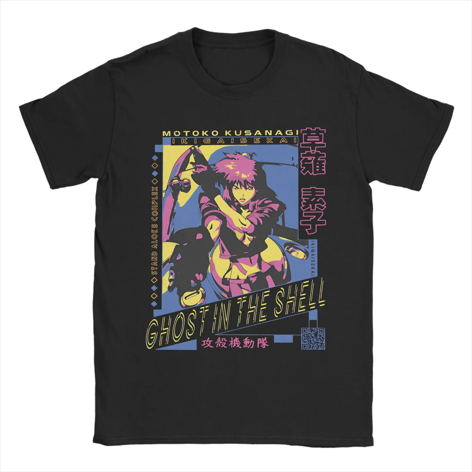 Ghost in the Shell Cotton T-Shirt For Men Beach  Funny T-Shirts O Neck Fashion Tees Oversized Pattern Tops