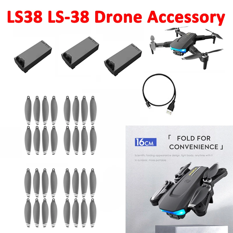 

LS-38 LS38 GPS Drone Brushless Folding Drone Acessory 7.4V 2000mAh Battery USB Charger Propeller Props Blade A B Arm with Engine