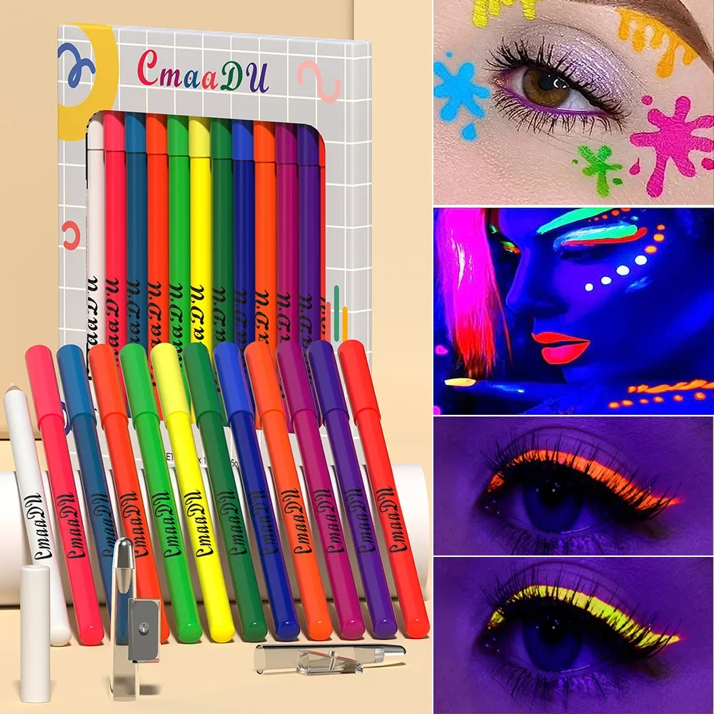 CmaaDu 12Pcs/Set Waterproof UV Highlighter Nova Faces Lips Eye Liner Eyeshadow  Decorations Christmas Pen Party Makeup Cosmetic