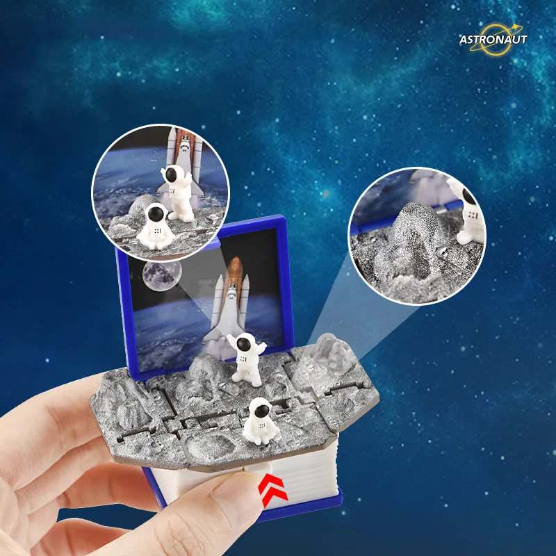 3D Mini Dinosaurs Space Keychains Fold Book Popup Dinosaur Astronaut World Keyring for Kid Children Toy Dinosaur Party Gift