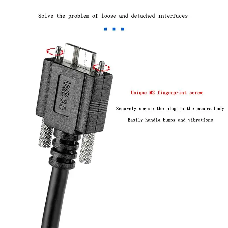 Cable de datos de cámara Lndustrial USB3.0 a Micro B con Panel de bloqueo de tornillo, adaptador de disco duro móvil macho de 9 pines