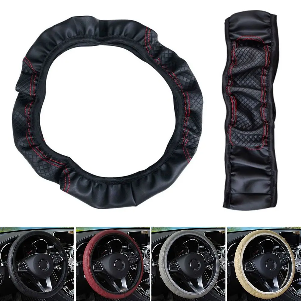 Car Styling Leather Car Steering Wheel Cover Embossing Skidproof Steering Wheel Protector Cover Universal Car Glove Cover