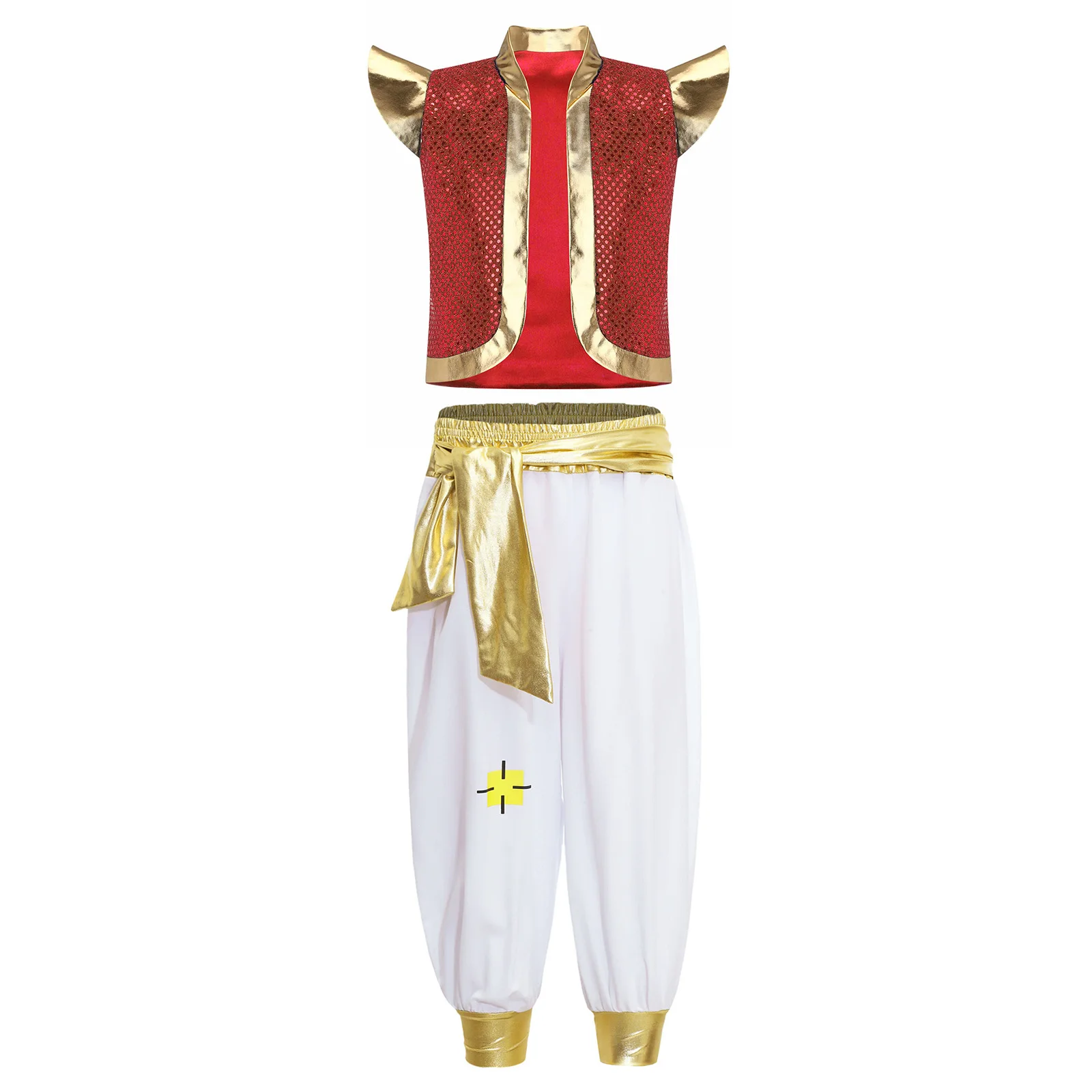 Boys Mythical Fancy Arabian Prince Outfits Dance Cosplay Waistcoat Pants Halloween Arab Fairy Party Carnival Dress Up Costume