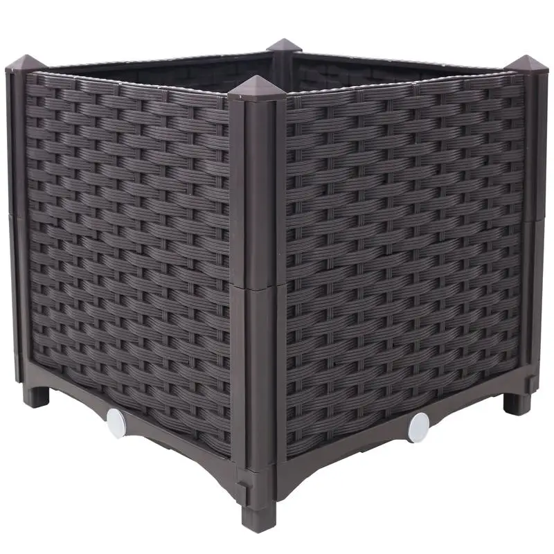 Self-Watering Raised Garden Bed Planter Box for Veggies, Flowers, Herbs & Succulents, 15.7