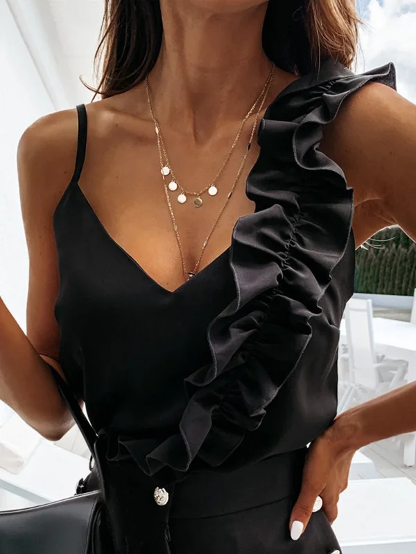 

Street Sle Slim Fit Casual Tops Spaghetti Strap Office Ladies Svel Long Sve irt Comfortable Faionable Women's Clo...