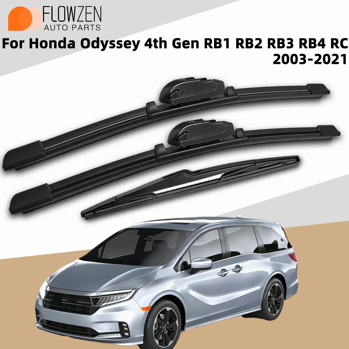 

3PCS Front Rear Wiper Blades Fit For Honda Odyssey 4th Gen RB1 RB2 RB3 RB4 RC 2003-2021 Car Premium Quiet Streak-Free Accessory