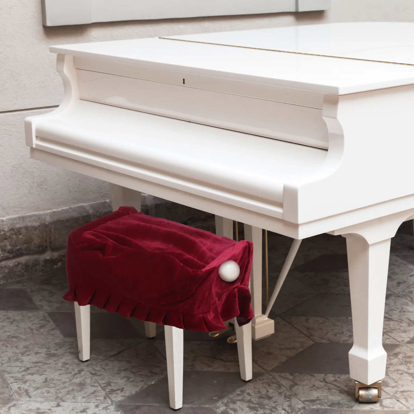 

Golden Velvet Piano Stool Cover Bench Cushions Chair Protectors Reusable Anti Skid Fit Most Piano Single Bench Home