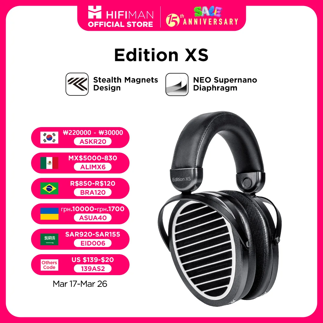 HIFIMAN Edition XS Full-Size Over-Ear Open-Back Planar Magnetic Hi-Fi Headphones with Stealth Magnets Design Adjustable Headband