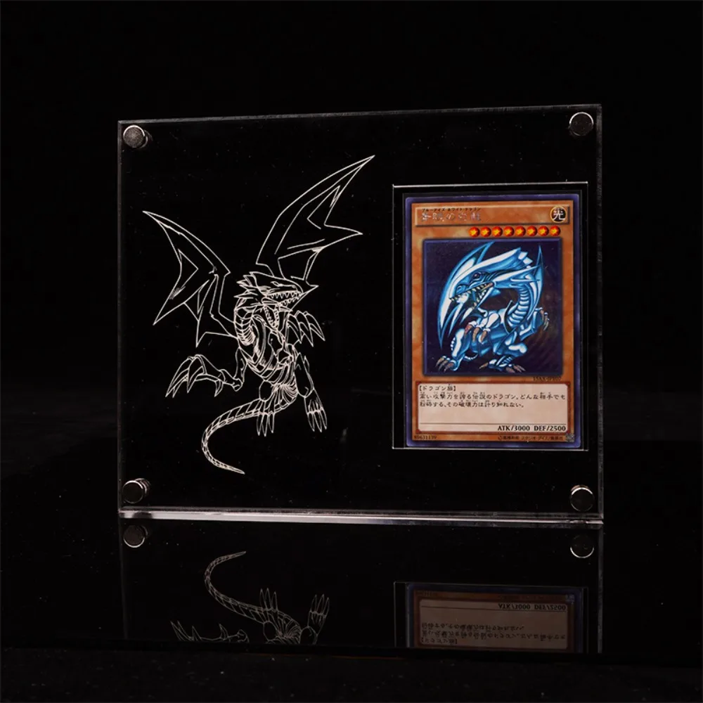 Yu Gi Oh Blue-Eyes White Dragon Black Magician Yugi Muto Self Made Acrylic Stuck Brick Anime Game Collection Cards Display Stand