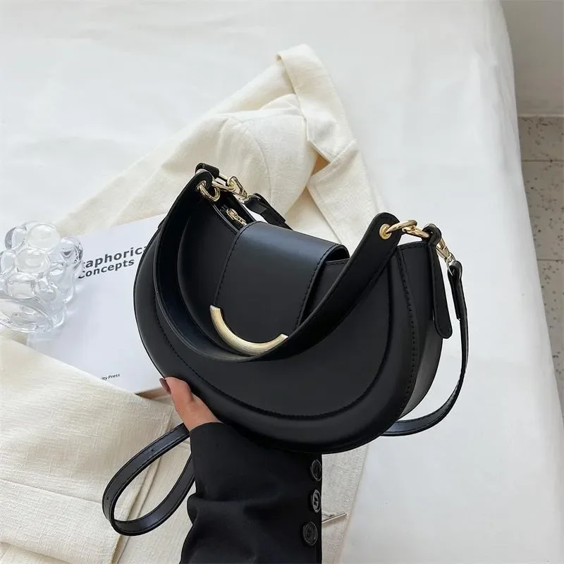 

PU Shoulder Bag Ladies Fashion Handbag Crossbody Half Moon Bag Ladies Purses and Handbags Luxury Armpit Bag