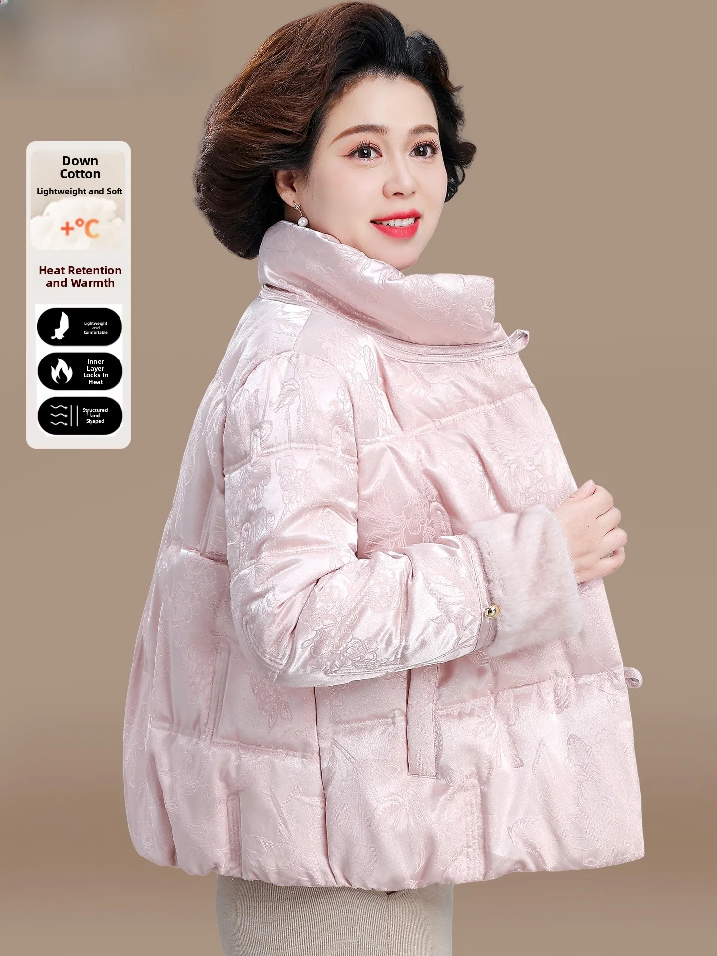 

Новая китайская зимняя куртка для женщин среднего возраста, утепленная хлопковая куртка на осень и зиму, маленькая хлопковая куртка.