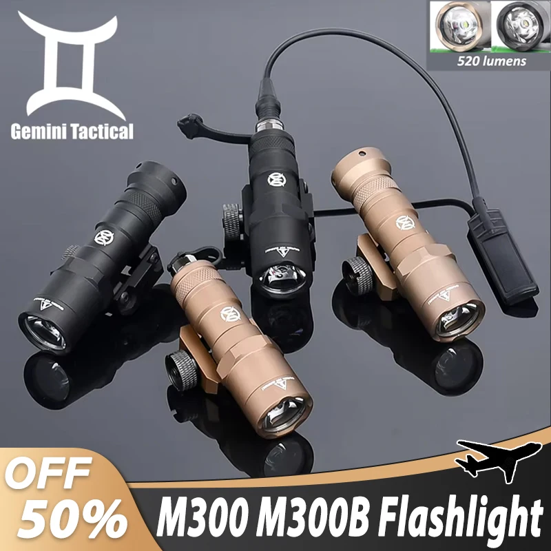 

Tactical Wadsn M300 M300B Flashlight 520Lumens Hunting Weapon Light M300b Spotlight Constant Switch Fit Mlok Keymod 20mm Rail