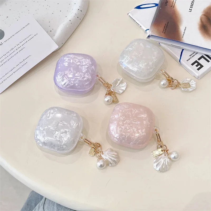 

Colorful shell patterned headphone protective case with white pearl shell decoration for Samsung Buds live pro 2 pro FE 3 pro
