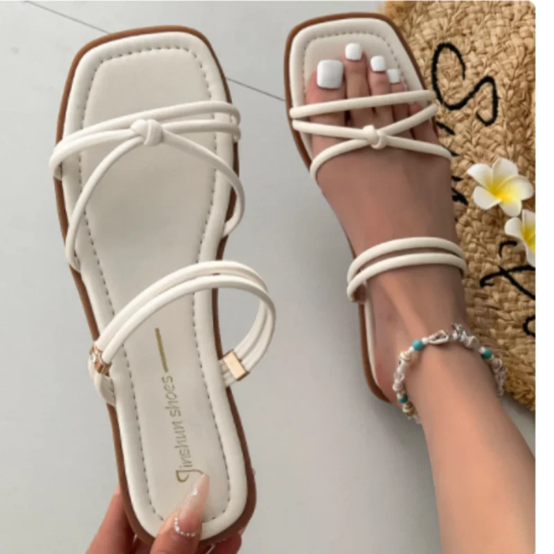 zapatos mujer 2024 tendencia flat sandals women wear variety summer fairy style simple women beach slippers Roman pantuflas