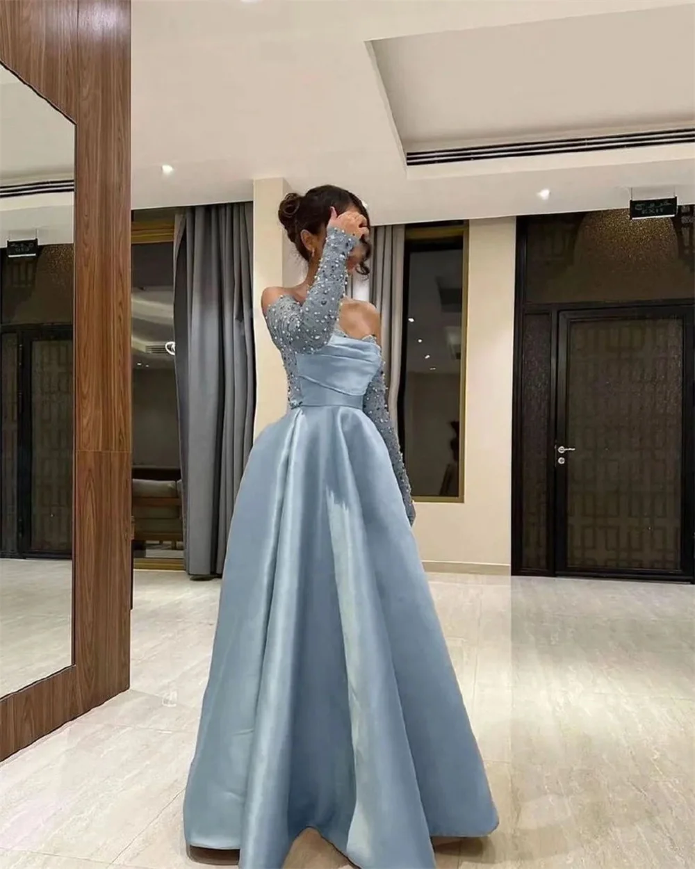 Formal Gown Evening Saudi Arabia Dearin Off-the-shoulder Ball Floor Length Skirts Draped Bead Tulle Bespoke Occasion Dresses Pro